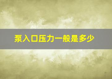 泵入口压力一般是多少