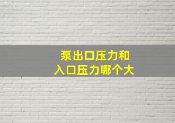 泵出口压力和入口压力哪个大