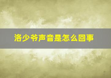 洛少爷声音是怎么回事