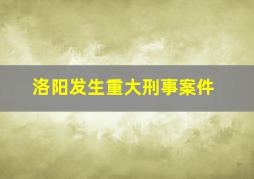 洛阳发生重大刑事案件