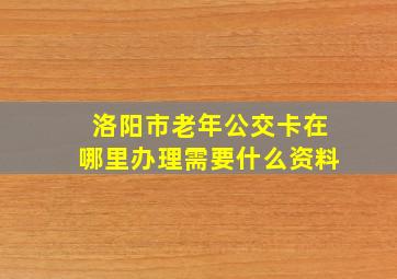 洛阳市老年公交卡在哪里办理需要什么资料