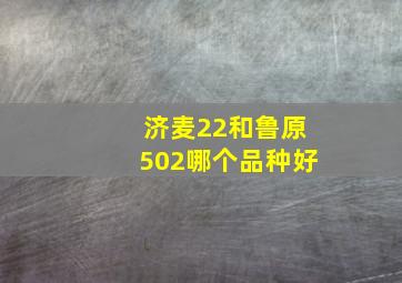 济麦22和鲁原502哪个品种好