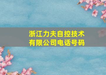 浙江力夫自控技术有限公司电话号码