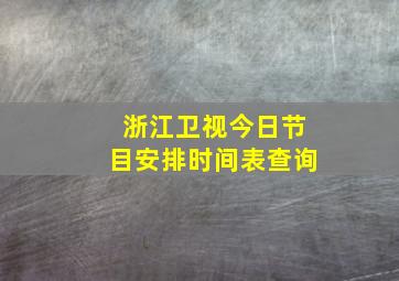 浙江卫视今日节目安排时间表查询