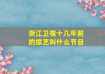 浙江卫视十几年前的综艺叫什么节目