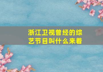 浙江卫视曾经的综艺节目叫什么来着