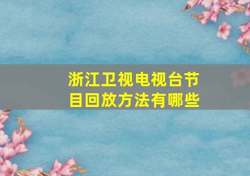 浙江卫视电视台节目回放方法有哪些