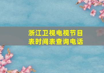 浙江卫视电视节目表时间表查询电话