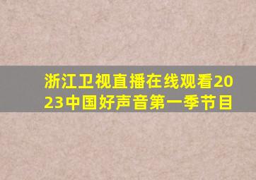 浙江卫视直播在线观看2023中国好声音第一季节目