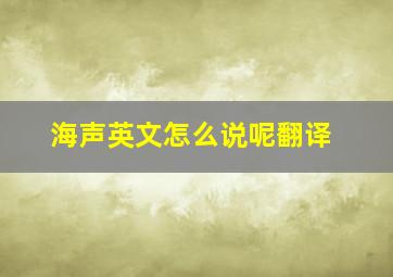 海声英文怎么说呢翻译