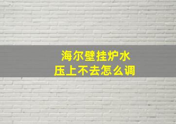 海尔壁挂炉水压上不去怎么调