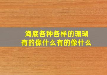 海底各种各样的珊瑚有的像什么有的像什么