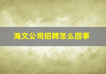 海文公司招聘怎么回事