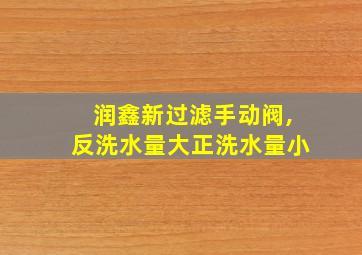 润鑫新过滤手动阀,反洗水量大正洗水量小