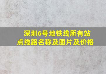 深圳6号地铁线所有站点线路名称及图片及价格