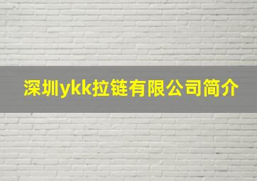 深圳ykk拉链有限公司简介