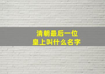 清朝最后一位皇上叫什么名字