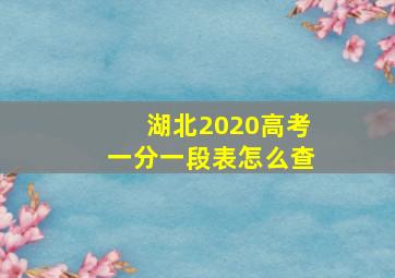 湖北2020高考一分一段表怎么查