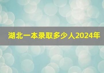 湖北一本录取多少人2024年