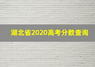 湖北省2020高考分数查询