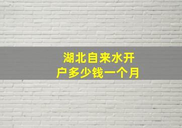 湖北自来水开户多少钱一个月