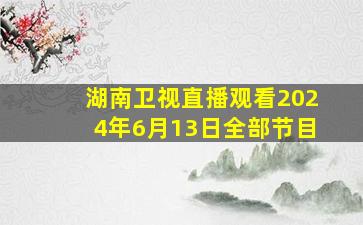 湖南卫视直播观看2024年6月13日全部节目