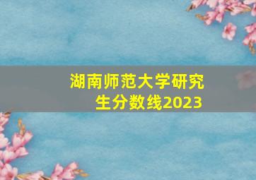 湖南师范大学研究生分数线2023