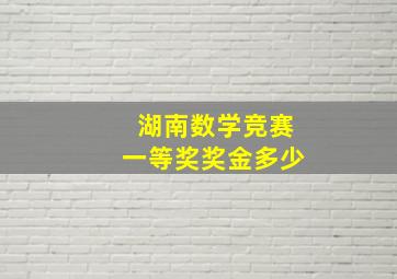 湖南数学竞赛一等奖奖金多少