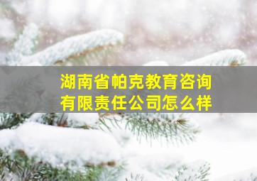 湖南省帕克教育咨询有限责任公司怎么样