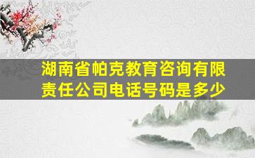 湖南省帕克教育咨询有限责任公司电话号码是多少