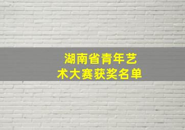 湖南省青年艺术大赛获奖名单