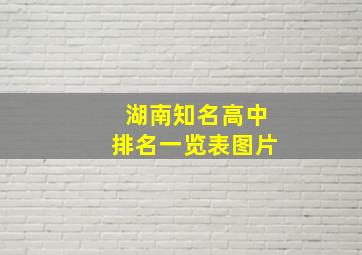 湖南知名高中排名一览表图片