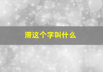 滞这个字叫什么