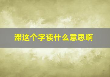 滞这个字读什么意思啊