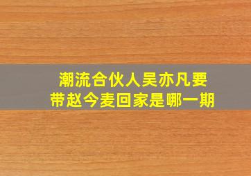 潮流合伙人吴亦凡要带赵今麦回家是哪一期