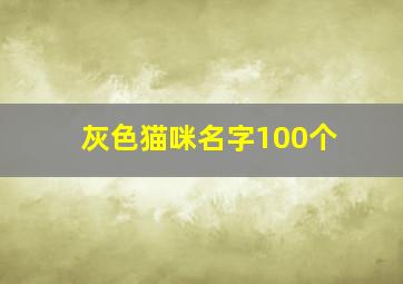 灰色猫咪名字100个