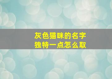 灰色猫咪的名字独特一点怎么取