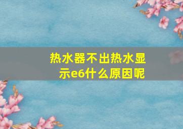 热水器不出热水显示e6什么原因呢