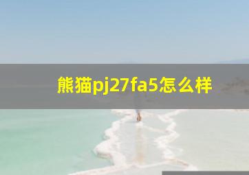 熊猫pj27fa5怎么样