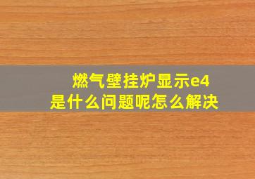 燃气壁挂炉显示e4是什么问题呢怎么解决