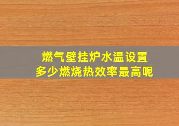 燃气壁挂炉水温设置多少燃烧热效率最高呢