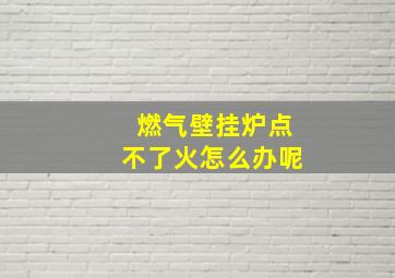 燃气壁挂炉点不了火怎么办呢