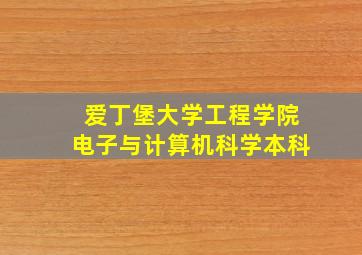 爱丁堡大学工程学院电子与计算机科学本科