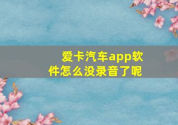 爱卡汽车app软件怎么没录音了呢