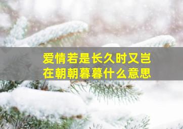 爱情若是长久时又岂在朝朝暮暮什么意思