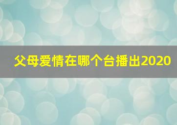 父母爱情在哪个台播出2020