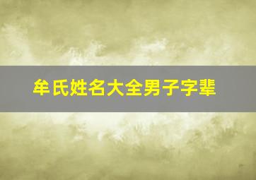 牟氏姓名大全男子字辈