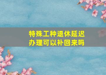 特殊工种退休延迟办理可以补回来吗