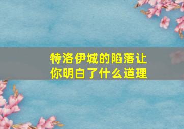 特洛伊城的陷落让你明白了什么道理