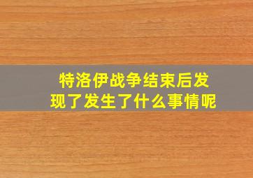 特洛伊战争结束后发现了发生了什么事情呢